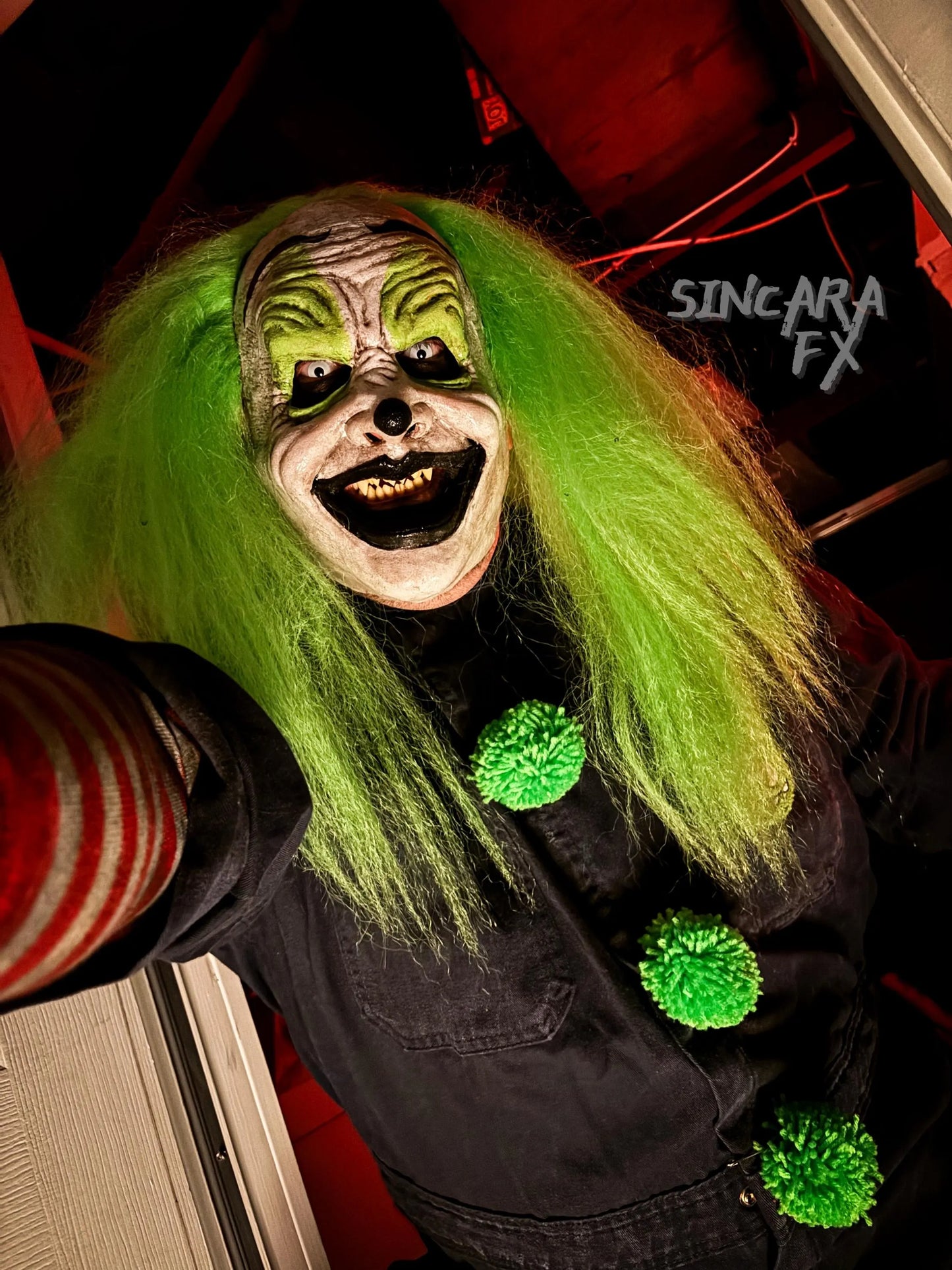 Motley Silicone Mask- Green Clown