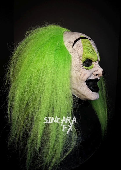Motley Silicone Mask- Green Clown